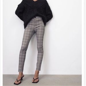 NEW Zara Plaid Hi Rise Leggings Office Career Business Casual Size Medium NWT